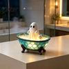 Decorative Night Light for Bedroom Ghost Bubble Bath Lamp, Cute Halloween Decor, Stained Glass Style Resin Ornament & Puppy Lamp Indoor Living