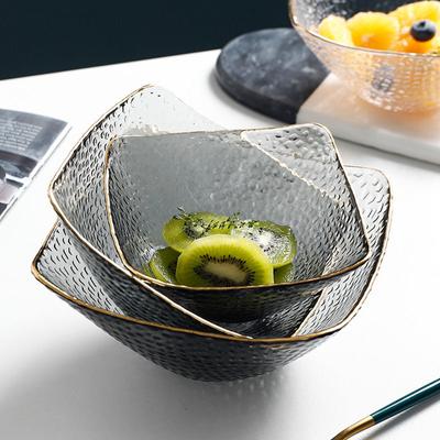 Large Capacity Square Salad Bowl Tableware Glass Salad Bowl Fruit Bowl Soup Bowl Dessert Bowl Practical Kitchenware