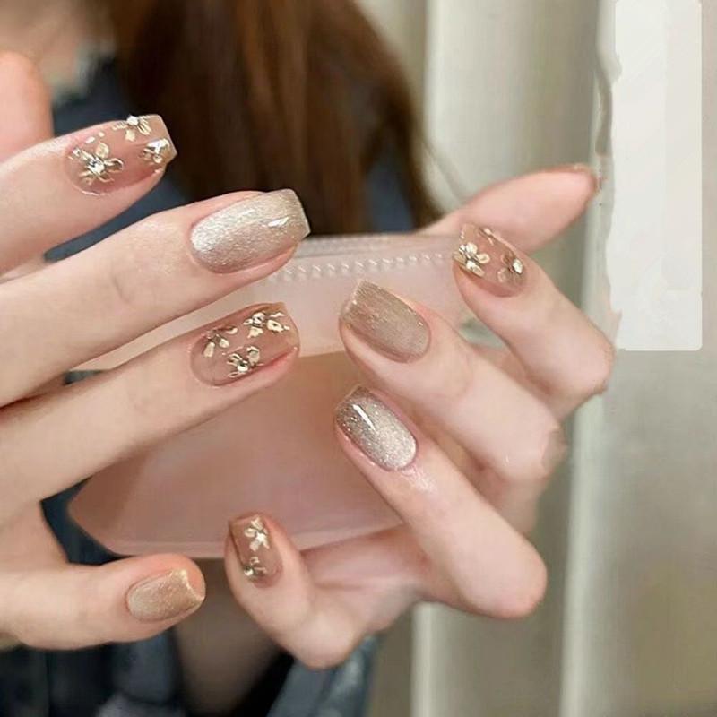 3D Relief Flowers Nail Sticker Gold Flower Petals Adhesive Decals Golden Floral Slider For Nail Art Adhesive Decoration