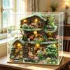 Maison Arbre d'Hiver Neigeuse Villa Kit de Maison de Poupée DIY Fait Main, Kit de Maison Miniature en Bois 3D, Chalet Fantaisiste Petite Maison Décor Cadeau