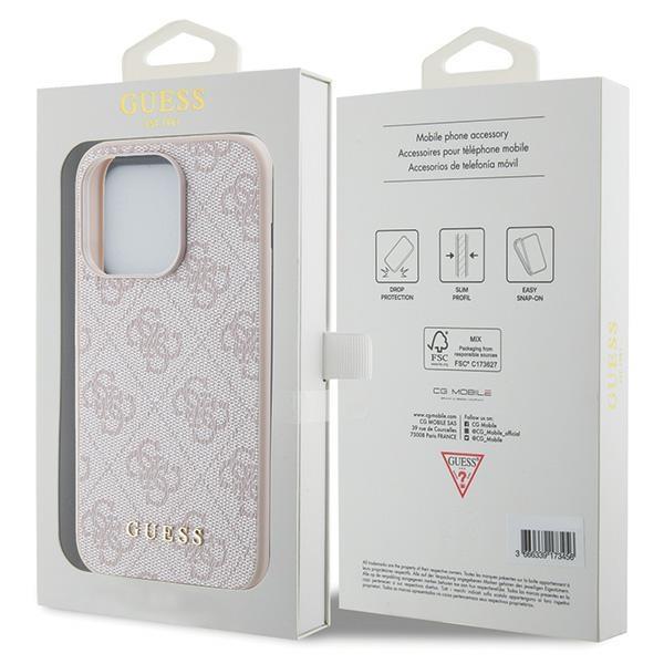 Guess Guhcp15Lg4Gfpi Iphone 15 Pro 6.1 Różowy/Pink Hard Case 4G Metal Gold Logo