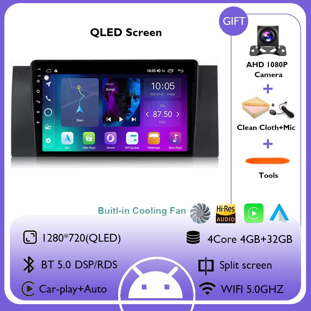 

Автомагнитола Android 14 для BMW 5 E39 E53 X5 1995 - 2003 2004 2005 2006 Мультимедийный видеоплеер 4G Carplay GPS-навигация Стерео