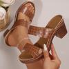 Fashion 2025 Pu Leather Chunky Heel Sandals Women Plus Size 36-43 Platform High Heels Slippers Woman Lightweight Open Toe Summer Sandles