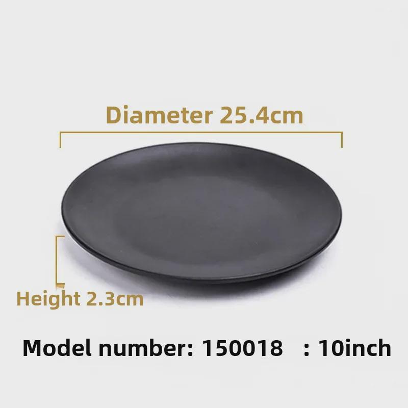 Melamine Black Tableware: Imitation Porcelain Plate for Cold Dishes, BBQ, Hot Pot, and Commercial Use.