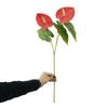23.6inch Realistic Artificial Anthurium Lily Flowers Permanent Flower with Green Leaves for Home Decoration Wedding Bouquet