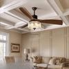 Smart Antique Walnut Glass Fan Chandelier for Living, Dining, Tea, and Bedroom.