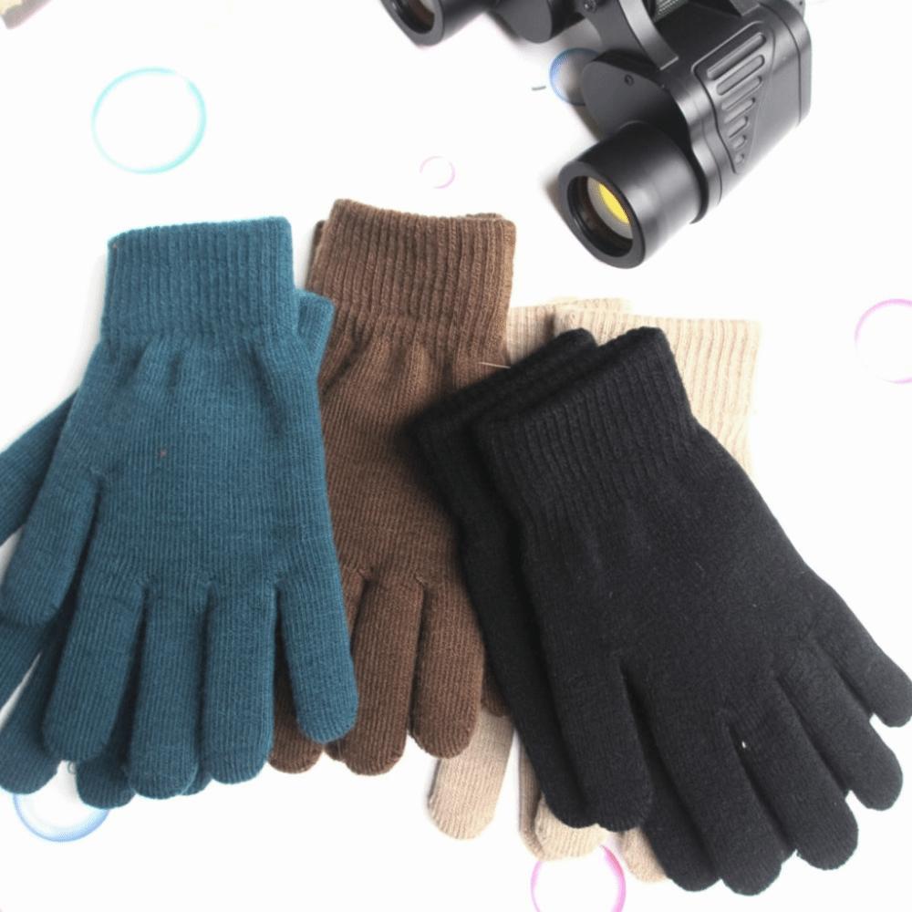 Plush Lining Full Fingered Gloves Thicken Women Men Mittens Ribbed Knitted Gloves  Winter Season