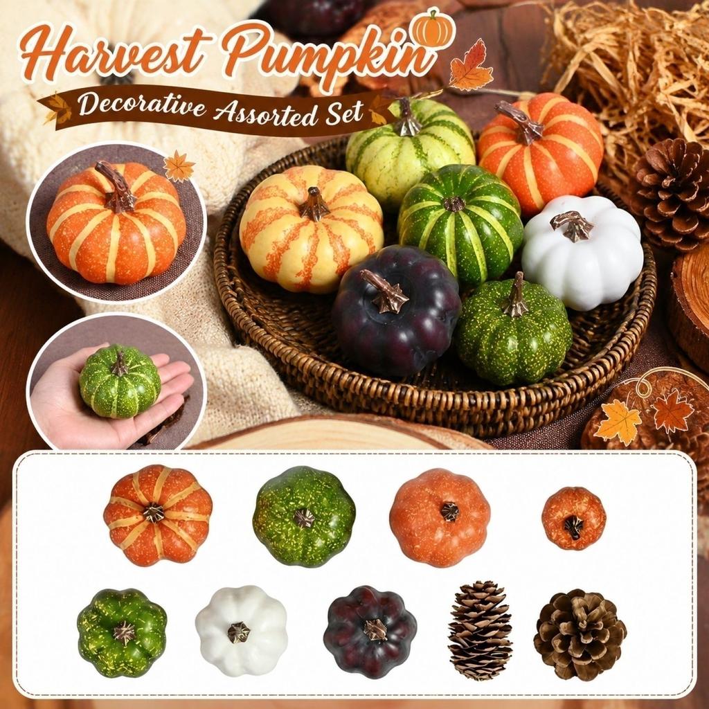 Set di Zucche Finte Decorazioni in Schiuma Zucche e Verdure Finte per Decorazioni di Halloween e Festival Autunnale