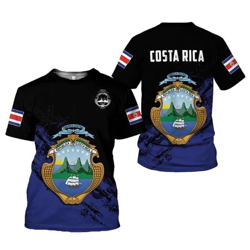 2024 New Costa Rica Flag Graphic 3D Print T-shirt Costa Rica National Emblem Men's Tops  National Day Gifts Personalized Tee