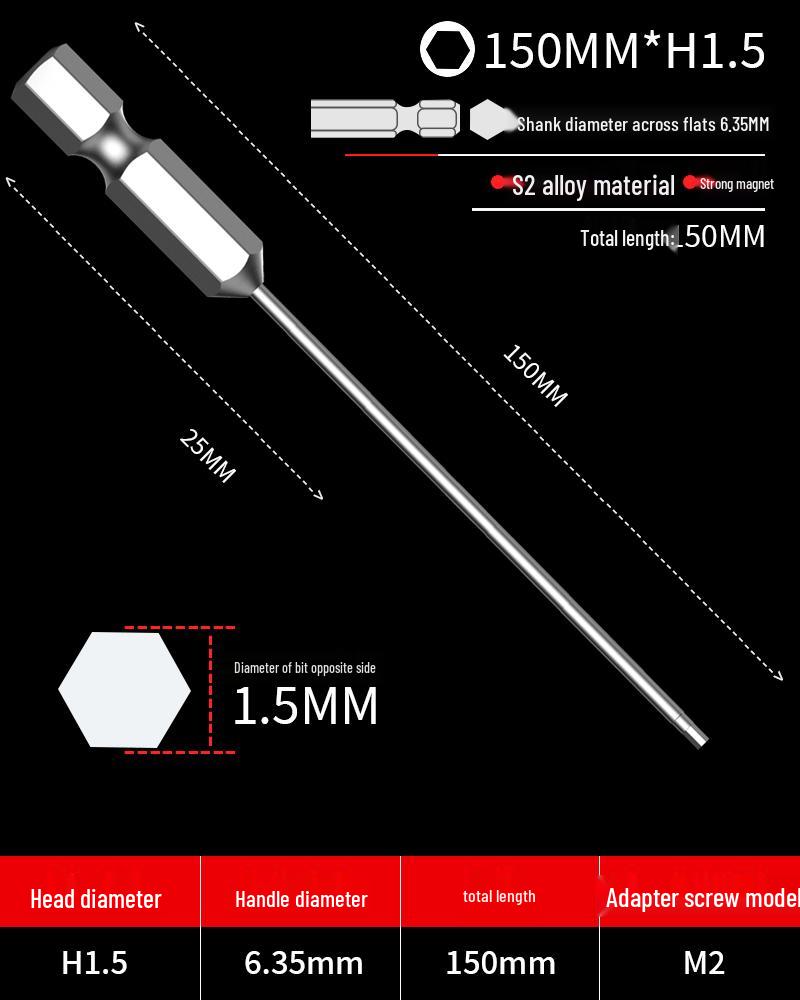 Hexagonal Driver Bit Extension for Screwdriver and Drill