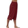 Women Cropped Pants Elastic Waist Pocket Straight Wide Leg Solid Color Daily Wear Thin High Waist Women Trousers Female Clothes