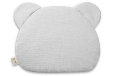 Teddy Bear Muslin Pillow Grey