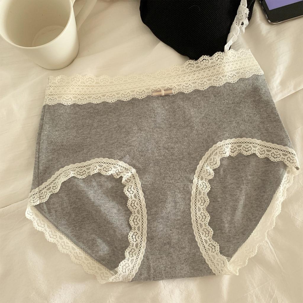 Women's Spring and Autumn Cotton Jacquard 10A Anti Bacterial Mid Waist Briefs