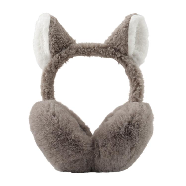 Adult Teens Foldable Animal Ear Shape Plush Ear Warmer Winter Windproof Earmuff