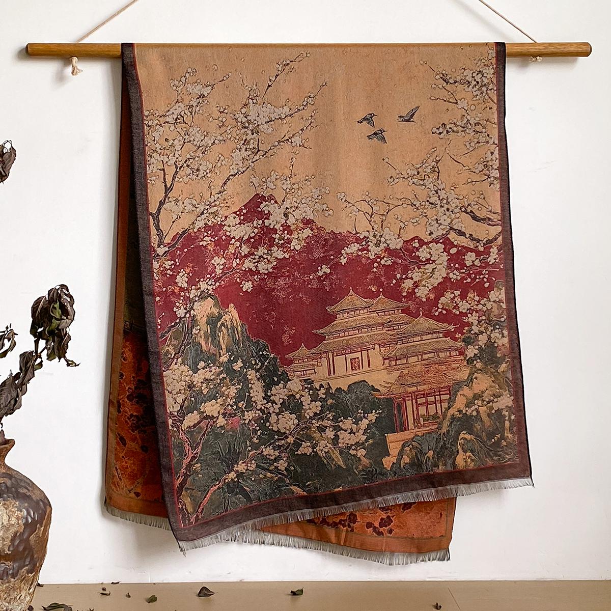 Модный зимний теплый мягкий шарф в китайском стиле, женский шаль, платок, бандана, шарф