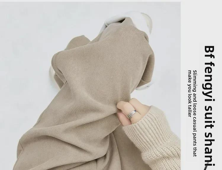 2024 Spring & Autumn Maternity Velvet Cotton Wide-Leg Pants with Belly Support