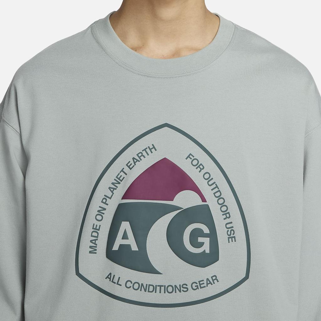 Nike Letter Print Crew Neck Long Sleeve T-Shirt Men Tops Mica-Green DX9451-330