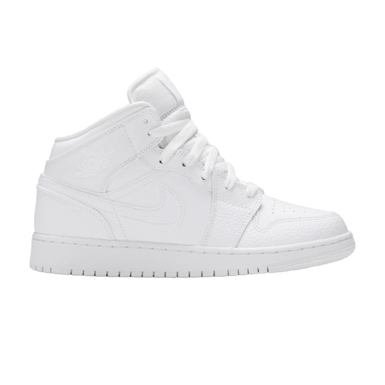 Air Jordan 1 Mid GS Triple White Tumbled Leather 2020 36.5