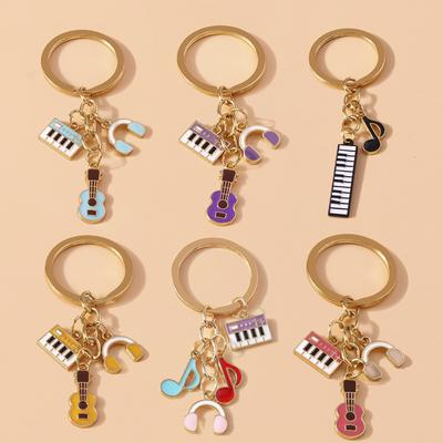 Cute Piano Guitar Keychain Simulation Musical Instruments Key Ring Pendants for Handbag Decor DIY Key Chain Gifts