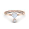 4MM Square Shaped Moonstone 925 Sterling Silver Rose Vermeil Solitaire Women Wedding Ring