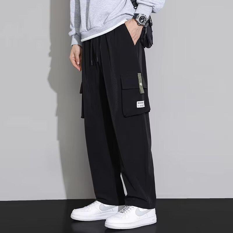 Trendy Men's Multi-Pocket Straight-Leg Work Pants - Velvet, Loose Fit, Ideal for Autumn/Winter Casual Wear