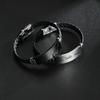 Fashion Blank Curve Polishing Stainless Steel Square Charm Geometric Bracelet Black Silicone Wrap Anniversary Men's