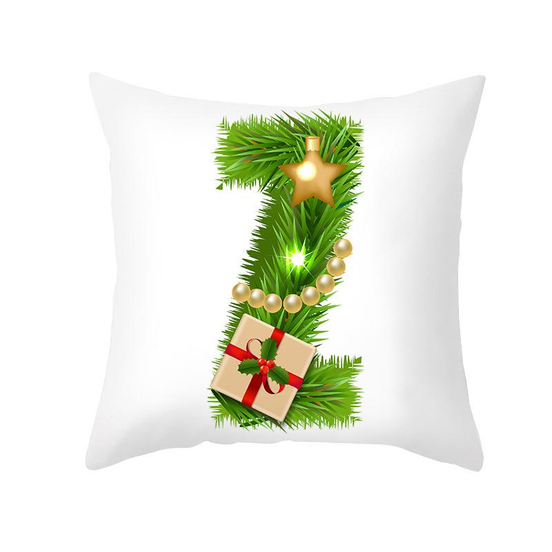

Christmas Pillow Cover Cartoon Green Letter Series Office Pillow Cover Peach Skin Print Cushion Cover 45 * 45Cm (without pillow core)