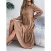 Women's Long Skirt Lapel Casual Loose Long Sleeve Ruffle Shirt Dress Fashion Dresses