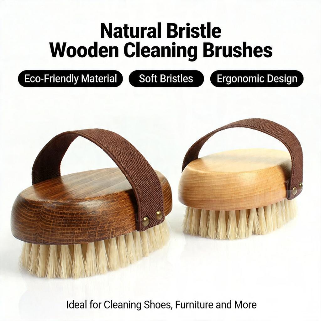 Natural Wood Bristle Bath Brush – Soft Wet Dry Body SPA Massager, Household Practical Skin Exfoliating Brush for Body Cleaning,