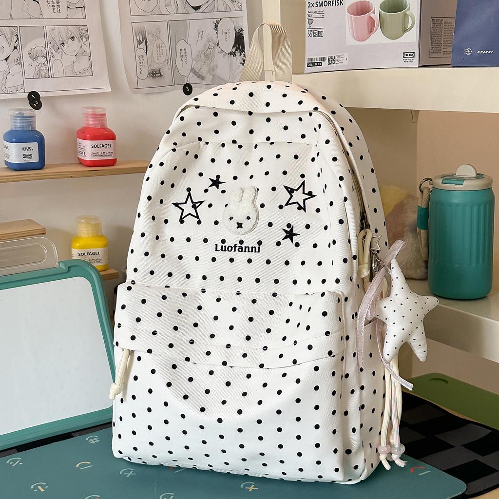 Schoolbag Korean polka dot rabbit star contrasting color backpack student large capacity class schoolbag cute high value backpack female