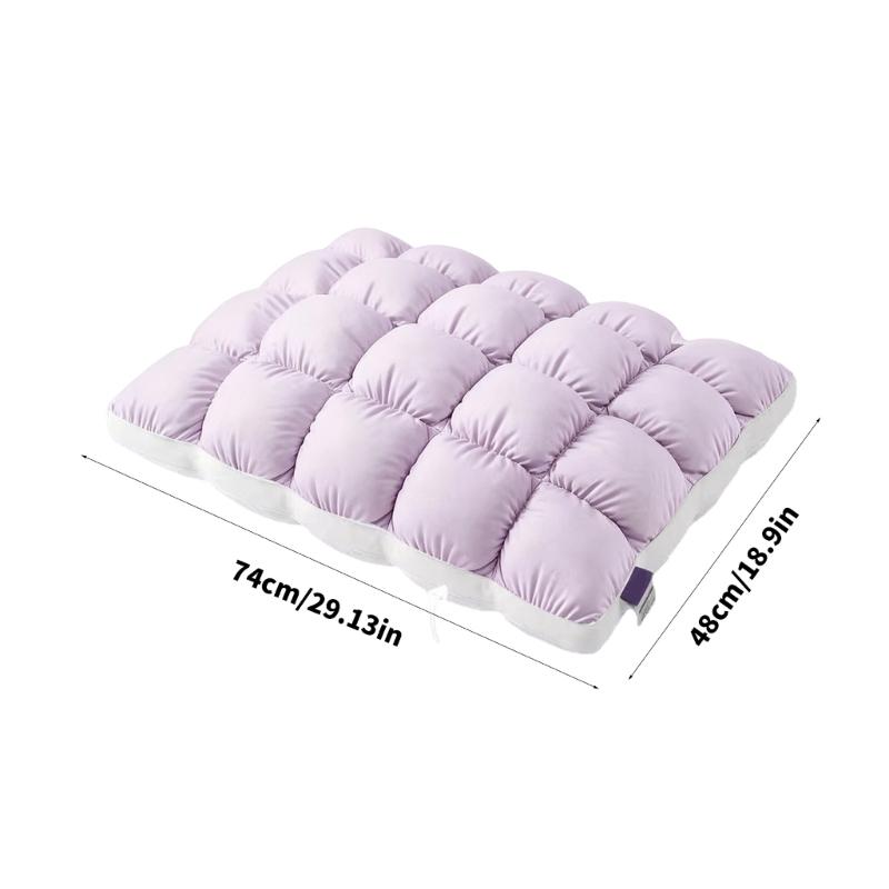 Sleeping Bed Pillow 48 x 74 cm with Quilted Square Checkered and Fiber Fill for Adult Guest Room and Bedroom Bedding
