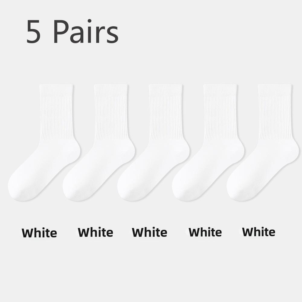 5 Pairs of Women's Spring and Summer Mid-calf Anti-odour, Sweat-absorbent, Casual and Versatile Breathable Loose Pile Socks