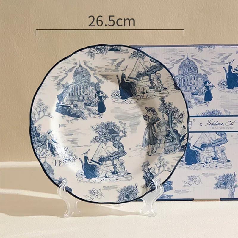 Malowany ręcznie talerz ceramiczny z kwiatami, lekki luksusowy talerz restauracyjny do steków, włoskich makaronów, wykwintne i pyszne dania, talerze jadalne