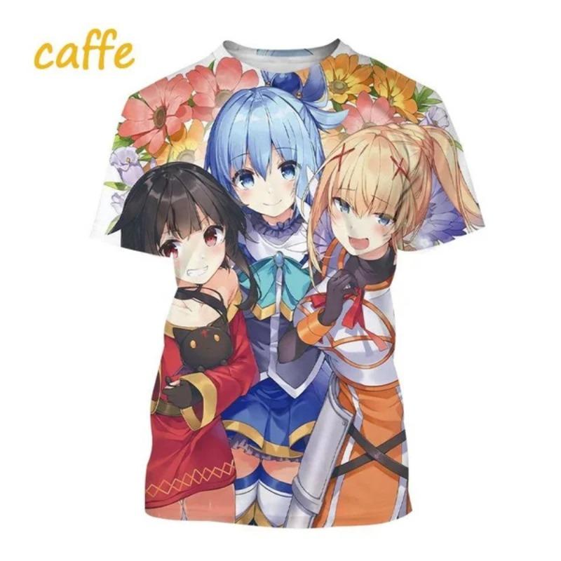 Letní Klasické Anime Pánské Ležérní Tričko Nové KonoSuba 3D Tištěné Osobnostní Street Harajuku Cool Krátký Rukáv Top