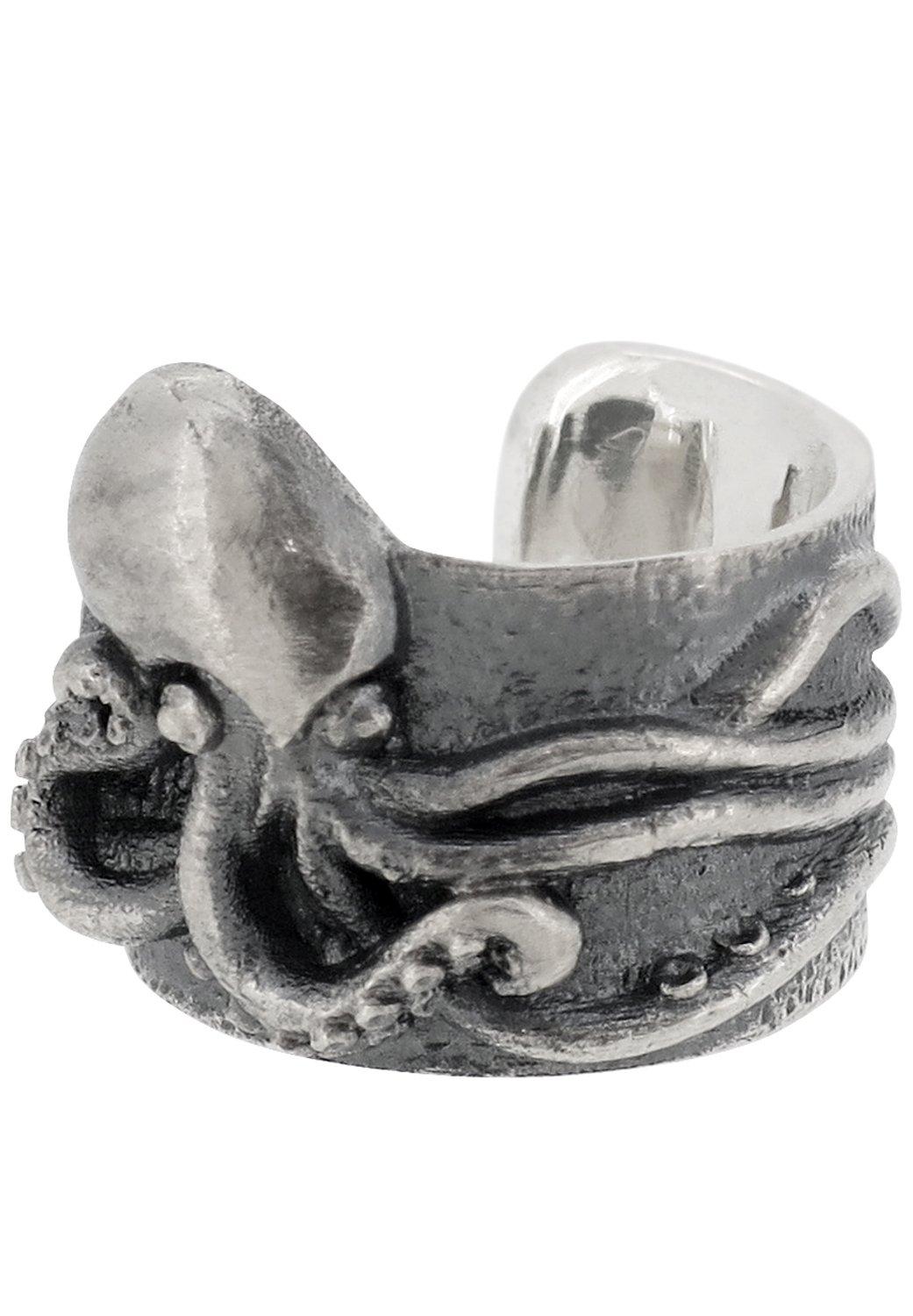 

Shinjuku Gin no Kura Oxidized Silver Japanese Octopus Sterling Silver 925 Ear Cuff (Single Ear) Popular for Men and Women, Stylish and Simple