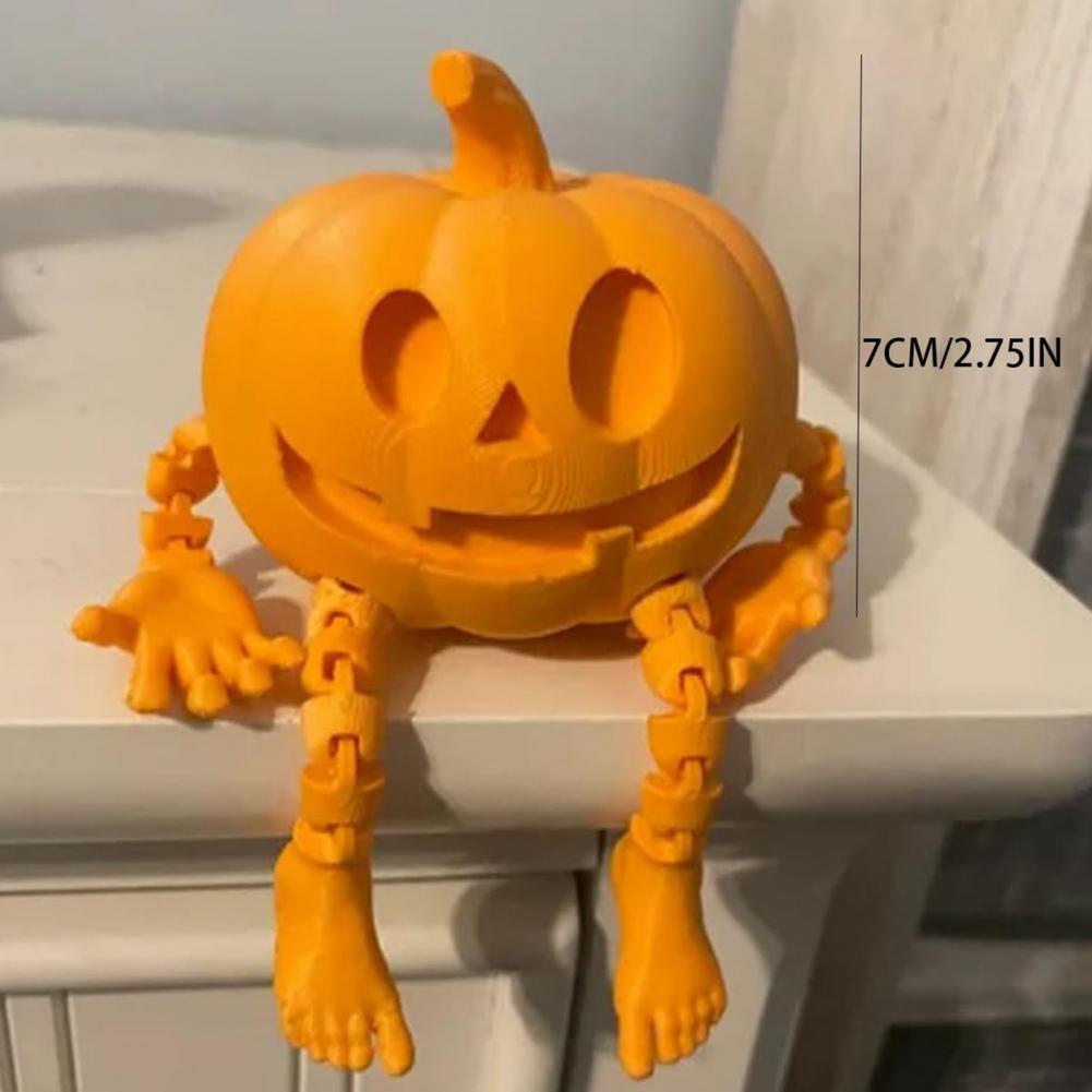Halloween 3D Printed Pumpkin Figurine Posable Pumpkin Fidget Toy Movable Pumpkin Action Figure Desktop Decoration Ornament Festi