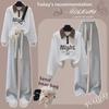 Girls' College Style Sweatshirt & Wide-Leg Pants Set - Autumn 2024 Fashion for Junior & High School