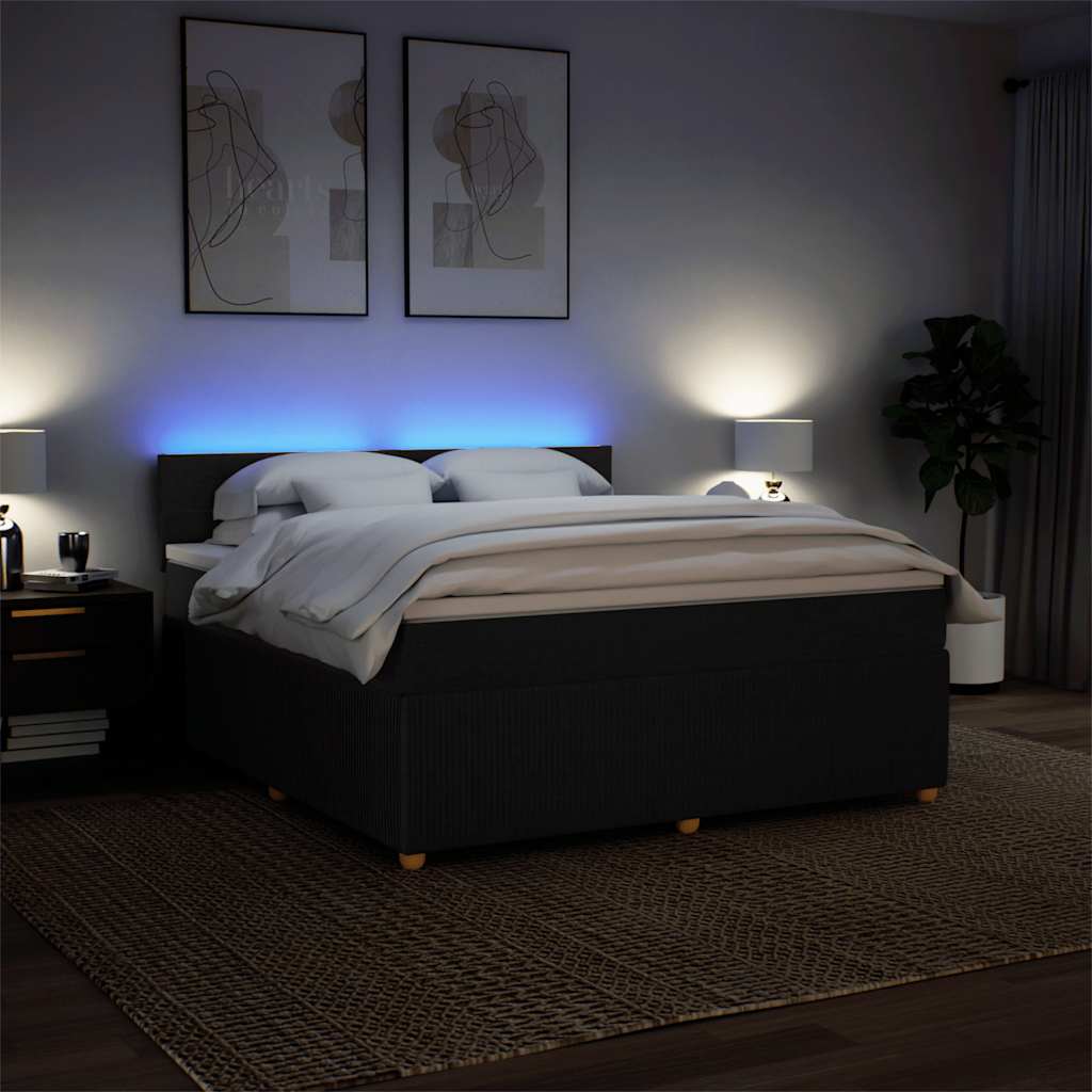 Vidaxl Continental Bed with Mattress, Black, Fabric 180X200 Cm