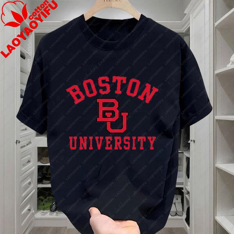 Boston University BU Graphic Unisexs TShirts New Pattern Hot Sale Vintage Clothing Cotton Summer Oversized Camiseta Sports Top