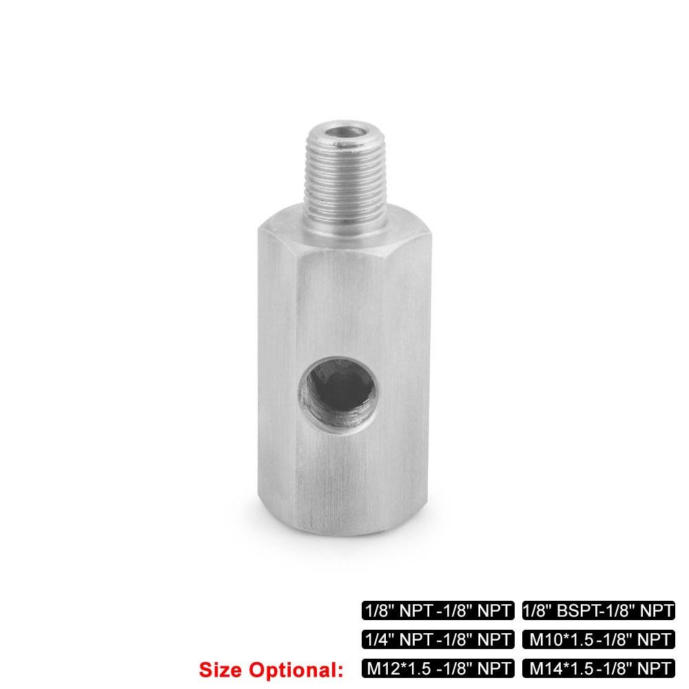 Oliedruksensor T-stuk Adapter Turbo Toevoer Leiding Meter Vrouwelijk naar 1/8 NPT Zijpoort Roestvrij Staal Slang T-stukken
