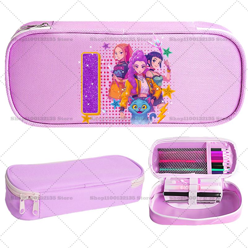 Kpop Demon Hunter Children Pencil Box Cartoon letter Student School Supplies Stationery Kids Penbag Pencilcase Kawaii Boys Gift