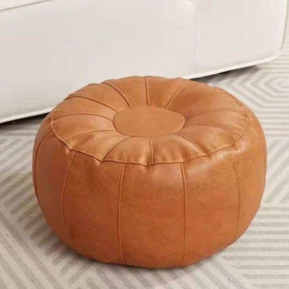 Faux Leather Pumpkin Pouf Cover Unstuffed Storage Bag Need To Fill Storage Leg Bench  Living Room