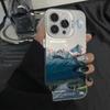 Snow Mountain Road Landscape Phone Case For IPhone 16 15 14 13 12 11 Pro XS Max 16E X XR 7 8 Plus Plating Matte Hard Cover Funda