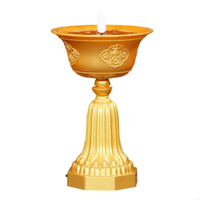 62KD Flame Effect LED Butter Lamp, USB Power for Temple Worship and Living Space Enhancement