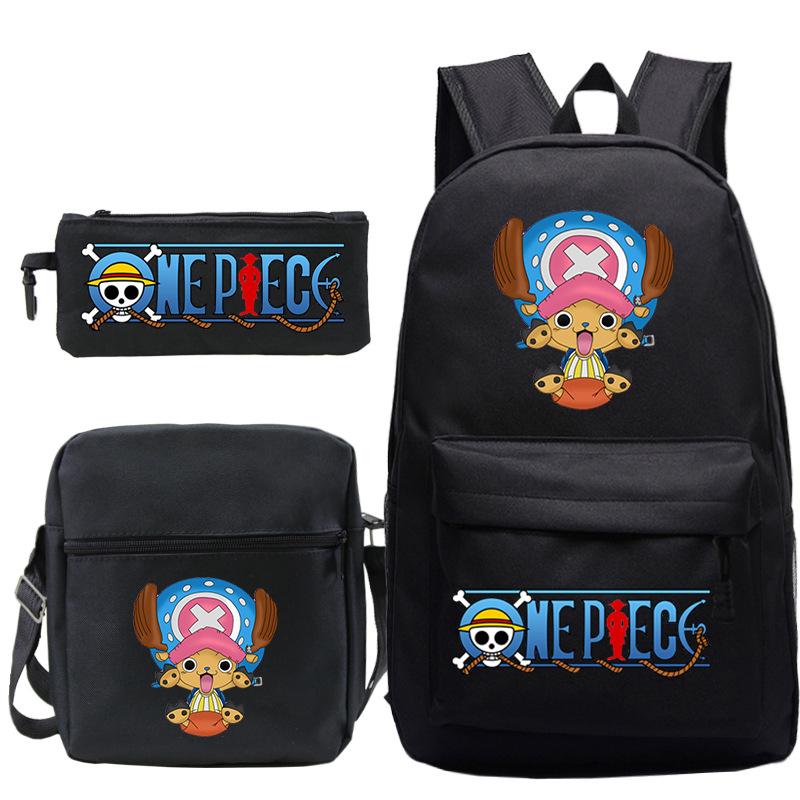 Cartoon Printed Teen Backpack Men's and Women's Student School Bag Three-piece Combination