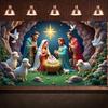Christmas Decor Lightweight Nativity Scene Banner Religious Decor Decorative Design Holiday Banner For Indoor Display Event