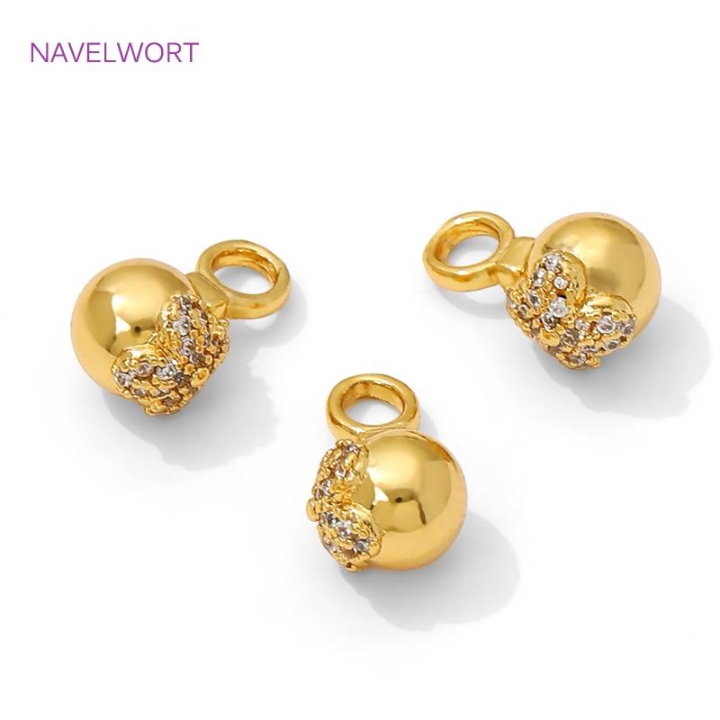 18K Gold Plated Inlaid Zircon Ball Pendant Charms,Brass Decorative Pendants,Charms For Bracelet,DIY Jewelry Making Accessories