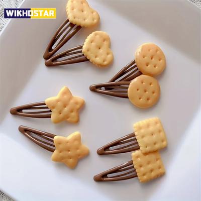 Lot de 8 Pinces à Cheveux Adorables Thème Biscuit Simulation, Épingles à Cheveux Quotidiennes Amusantes pour Femmes Filles