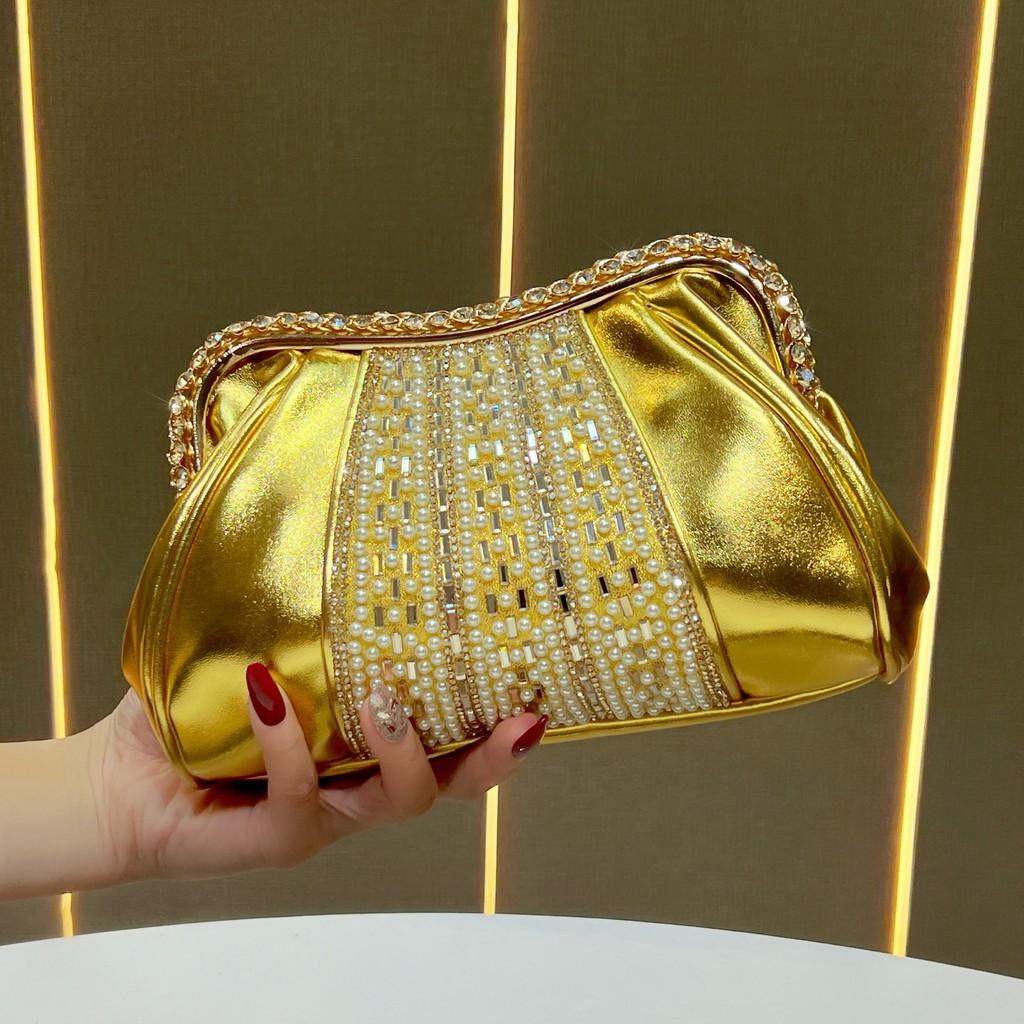 Bridal Sparkling Clutch Bag With Chain For Evening Events And Formal Parties