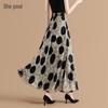 Women's Retro Polka Dot A-Line Maxi Skirt